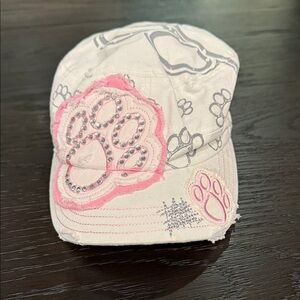 Woman’s Paw Print Hat - Pink and White